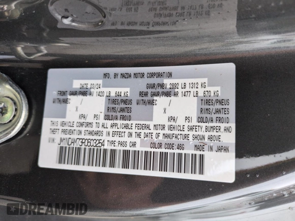 2024 Mazda MX-5 Miata Grand Touring z VIN JM1NDAM73R0603254, wystawiony jako Copart lot #74551704 z przebiegiem Nie podano mil oraz Nie do naprawy • Non repairable. Historia ofert i sprzedaży dostępna na DreamBid. Obrazek 13.