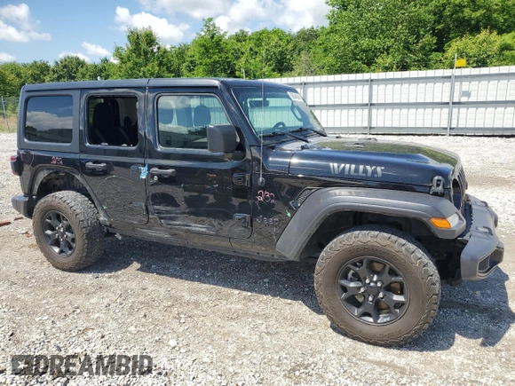 2021 Jeep Wrangler Unlimited Willys с VIN 1C4HJXDN1MW584099, выставлен на аукционе Copart как лот 56544645 с пробегом 81 143 миль миль и Списание • Salvage title. История ставок и продаж доступна на DreamBid. Изображение 4.