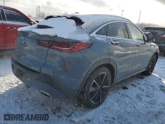 2022 Infiniti QX55 Sensory with VIN 3PCAJ5L35NF100575, listed as a Copart auction lot 88796385 with 18,122 mi miles and Clean title. Bid and sale history available at DreamBid. Image 3.
