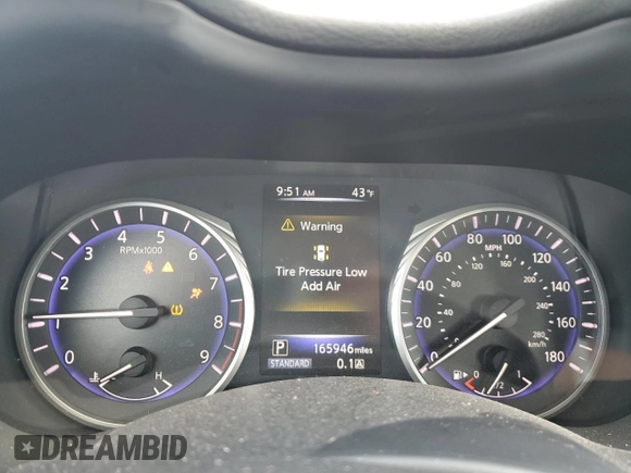 2014 Infiniti Q50 with VIN JN1BV7AR2EM680986, listed as a Copart auction lot 47802735 with 165,946 mi miles and Salvage Title. Bid and sale history available at DreamBid. Image 9.