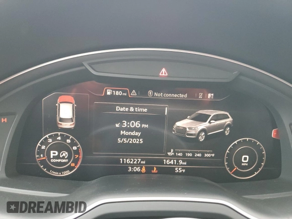 2017 Audi Q7 Premium Plus with VIN WA1LAAF78HD006664, listed as a Copart auction lot 55680185 with 116,227 mi miles and Salvage Title. Bid and sale history available at DreamBid. Image 9.