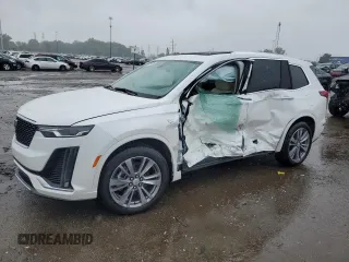 2024 Cadillac XT6 AWD Premium Luxury with VIN 1GYKPDRS1RZ747903, listed as a Copart auction lot 62412834 with 2,141 mi miles and Salvage Title. Bid and sale history available at carsss.com. Image 1.