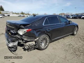 2018 Genesis G90 3.3T Premium with VIN KMHG34JA2JU043474, listed as a Copart auction lot 45755975 with 95,790 mi miles and Salvage Title. Bid and sale history available at carsss.com. Image 3.