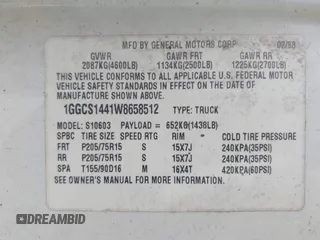 1998 Isuzu Hombre S z VIN 1GGCS1441W8658512, wystawiony jako IAAI lot #41607038 z przebiegiem 331 902 mil mil oraz . Historia ofert i sprzedaży dostępna na DreamBid. Obrazek 9.