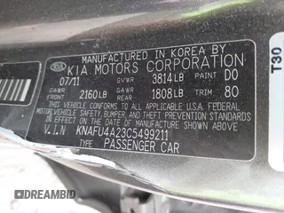 2012 Kia Forte EX with VIN KNAFU4A23C5499211, listed as a IAAI auction lot 41935186 with 181,103 mi miles. Bid and sale history available at carsss.com. Image 9.