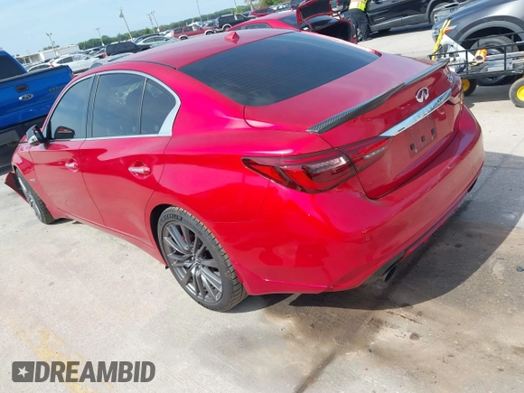 2018 Infiniti Q50 Red Sport 400 with VIN JN1FV7AP2JM460824, listed as a IAAI auction lot 42077854 with 91,062 mi miles and . Bid and sale history available at DreamBid. Image 3.