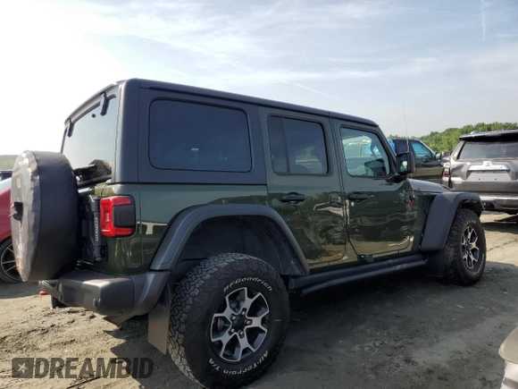 2021 Jeep Wrangler Unlimited Rubicon with VIN 1C4HJXFN4MW789526, listed as a Copart auction lot 59540025 with 33,583 mi miles and Salvage title. Bid and sale history available at DreamBid. Image 3.