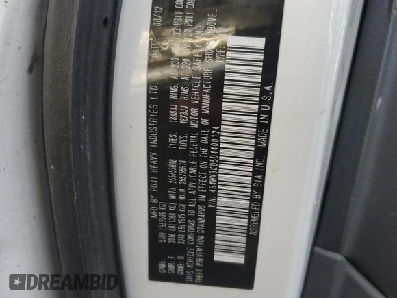 2013 Subaru Tribeca Touring с VIN 4S4WX9KD5D4400124, выставлен на аукционе Copart как лот 44861715 с пробегом Не указан миль и На запчасти • Non repairable. История ставок и продаж доступна на DreamBid. Изображение 13.