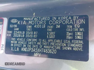 2017 Kia Soul + with VIN KNDJP3A5XH7463620, listed as a IAAI auction lot 41763654 with 79,763 mi miles. Bid and sale history available at carsss.com. Image 9.