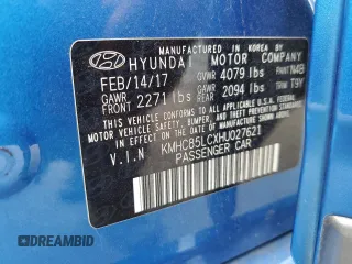 2017 Hyundai Ioniq Limited with VIN KMHC85LCXHU027621, listed as a Copart auction lot 54475795 with 125,470 mi miles and Salvage Title. Bid and sale history available at DreamBid. Image 12.
