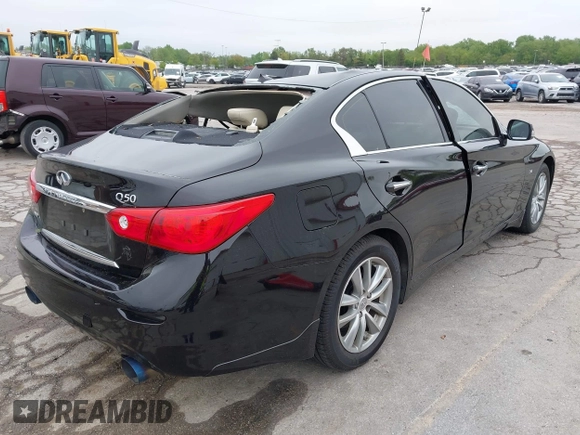 2015 Infiniti Q50 Premium with VIN JN1BV7AR8FM396828, listed as a IAAI auction lot 42313019 with 130,707 mi miles and . Bid and sale history available at DreamBid. Image 4.