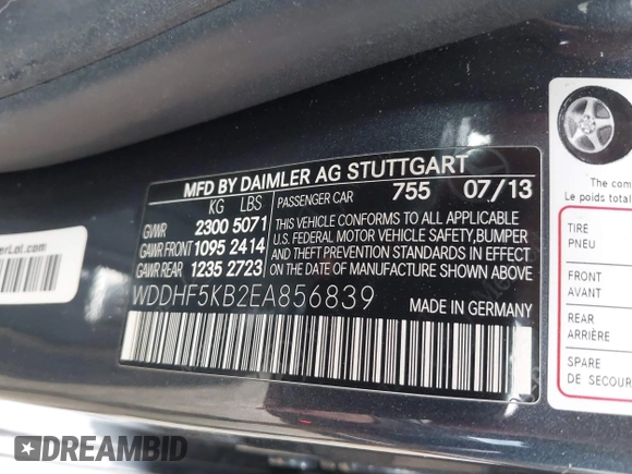 2014 Mercedes-Benz E 350 Sport с VIN WDDHF5KB2EA856839, выставлен на аукционе IAAI как лот 41752903 с пробегом 133 806 миль миль и . История ставок и продаж доступна на DreamBid. Изображение 9.