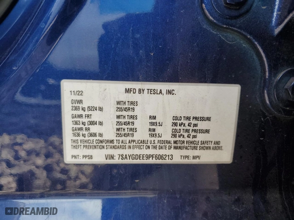 2023 Tesla Model Y Long Range with VIN 7SAYGDEE9PF606213, listed as a Copart auction lot 50940695 with 28,435 mi miles and Salvage Title. Bid and sale history available at carsss.com. Image 15.