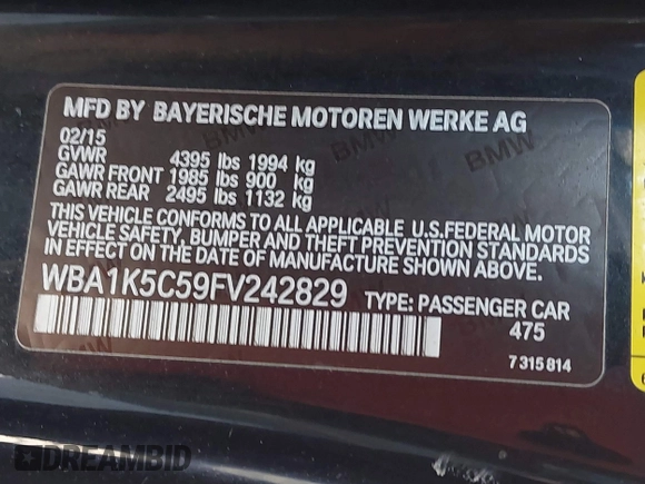 2015 BMW 2 Series 228i с VIN WBA1K5C59FV242829, выставлен на аукционе IAAI как лот 41899187 с пробегом 71 207 миль миль и . История ставок и продаж доступна на DreamBid. Изображение 9.