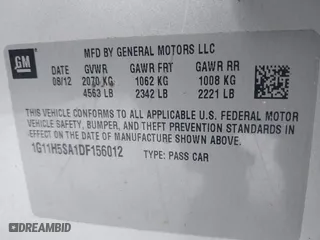 2013 Chevrolet Malibu LTZ with VIN 1G11H5SA1DF156012, listed as a IAAI auction lot 41231845 with 88,226 mi miles. Bid and sale history available at carsss.com. Image 9.