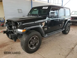 2019 Jeep Wrangler Unlimited Sahara with VIN 1C4HJXENXKW623333, listed as a Copart auction lot 59258695 with 82,225 mi miles and Salvage title. Bid and sale history available at DreamBid. Image 1.