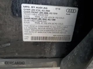2018 Audi SQ5 Premium Plus with VIN WA1A4AFY6J2223865, listed as a Copart auction lot 43139545 with 123,936 mi miles and Clean Title. Bid and sale history available at DreamBid. Image 13.