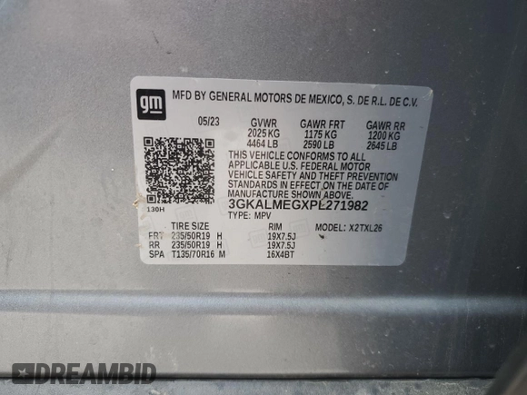 2023 GMC Terrain SLE with VIN 3GKALMEGXPL271982, listed as a Copart auction lot 44251965 with 26,103 mi miles and Salvage Title. Bid and sale history available at carsss.com. Image 15.