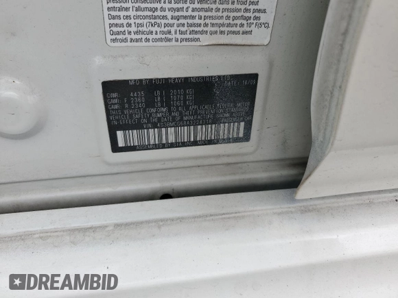2010 Subaru Legacy Premium All-Weather Anniversary z VIN 4S3BMCG68A3224318, wystawiony jako Copart lot #52967065 z przebiegiem 164 300 mil mil oraz Szkoda całkowita • Salvage title. Historia ofert i sprzedaży dostępna na DreamBid. Obrazek 14.
