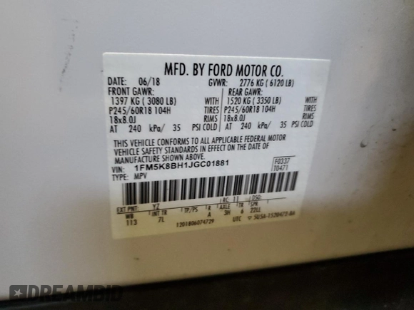 2018 Ford Explorer z VIN 1FM5K8BH1JGC01881, wystawiony jako Copart lot #83747304 z przebiegiem 130 218 mil mil oraz Czysty tytuł • Clean title. Historia ofert i sprzedaży dostępna na DreamBid. Obrazek 13.