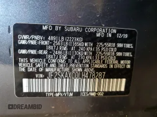 2020 Subaru Forester Touring with VIN JF2SKAXC0LH478287, listed as a Copart auction lot 53535675 with 112,357 mi miles and Salvage title. Bid and sale history available at DreamBid. Image 14.