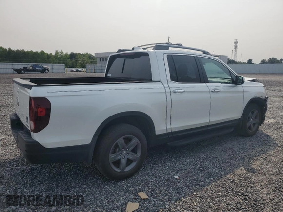 2022 Honda Ridgeline RTL-E with VIN 5FPYK3F70NB006495, listed as a Copart auction lot 57756735 with 43,874 mi miles and Salvage title. Bid and sale history available at DreamBid. Image 3.