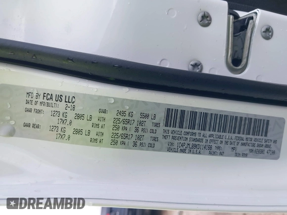 2019 Jeep Cherokee Latitude Plus с VIN 1C4PJMLB9KD114168, выставлен на аукционе IAAI как лот 42499881 с пробегом 99 667 миль миль и . История ставок и продаж доступна на DreamBid. Изображение 9.