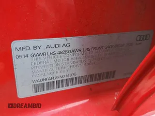 2015 Audi A4 Premium Plus with VIN WAUHFAFL8FN014875, listed as a Copart auction lot 73886884 with 74,933 mi miles and Salvage Title. Bid and sale history available at carsss.com. Image 14.