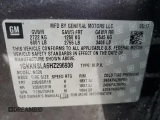 2017 GMC Acadia SLE with VIN 1GKKNSLA6HZ296938, listed as a Copart auction lot 89137085 with 132,557 mi miles and Salvage Title. Bid and sale history available at carsss.com. Image 13.