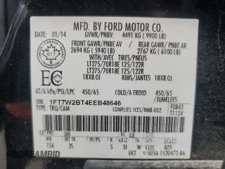 2014 Ford F-250 XL with VIN 1FT7W2BT4EEB48646, listed as a Copart auction lot 62489945 with 235,728 mi miles and Salvage title. Bid and sale history available at DreamBid. Image 12.