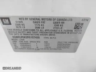 2015 Chevrolet Equinox LT with VIN 2GNFLFEK2F6107430, listed as a IAAI auction lot 41826637 with 102,531 mi miles. Bid and sale history available at carsss.com. Image 9.