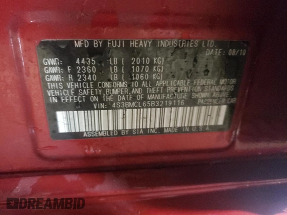 2011 Subaru Legacy Limited Power Moon with VIN 4S3BMCL65B3219116, listed as a Copart auction lot 81489454 with 157,027 mi miles and Salvage title. Bid and sale history available at DreamBid. Image 12.