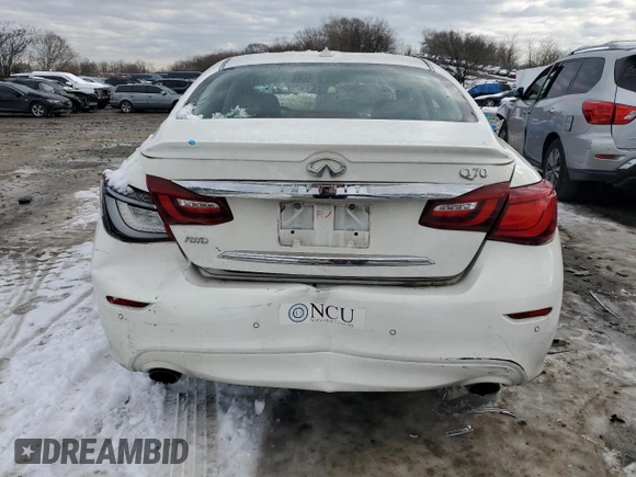 2015 Infiniti Q70 z VIN JN1BY1AR7FM560994, wystawiony jako Copart lot #86988034 z przebiegiem 92 028 mil mil oraz Szkoda całkowita • Salvage title. Historia ofert i sprzedaży dostępna na DreamBid. Obrazek 6.