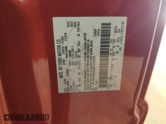 2009 Ford Ranger XL with VIN 1FTYR10D39PA15761, listed as a Copart auction lot 61823265 with 148,225 mi miles and Salvage title. Bid and sale history available at DreamBid. Image 12.