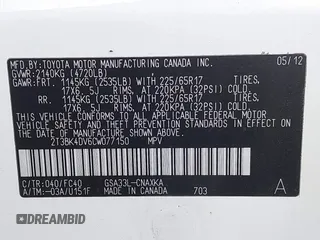 2012 Toyota RAV4 with VIN 2T3BK4DV6CW077150, listed as a IAAI auction lot 41040957 with 45,670 mi miles. Bid and sale history available at carsss.com. Image 9.