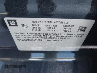 2014 Chevrolet Sonic LT with VIN 1G1JC6SB4E4151333, listed as a IAAI auction lot 41815985 with 112,123 mi miles. Bid and sale history available at carsss.com. Image 9.