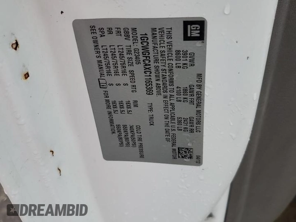 2012 Chevrolet Express Cargo z VIN 1GCWGFCAXC1165369, wystawiony jako Copart lot #60208784 z przebiegiem 199 099 mil mil oraz Szkoda całkowita • Salvage title. Historia ofert i sprzedaży dostępna na DreamBid. Obrazek 13.