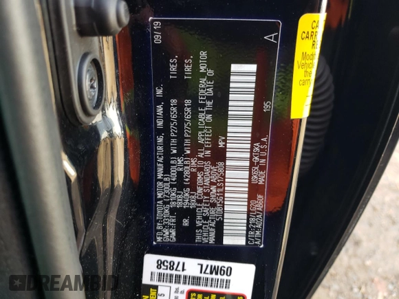 2020 Toyota Sequoia SR5 with VIN 5TDBY5G11LS175808, listed as a Copart auction lot 67986122 with 82,449 mi miles. Bid and sale history available at carsss.com. Image 14.