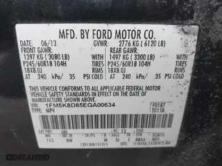 2014 Ford Explorer XLT with VIN 1FM5K8D85EGA00634, listed as a IAAI auction lot 41625396 with 190,926 mi miles. Bid and sale history available at carsss.com. Image 9.