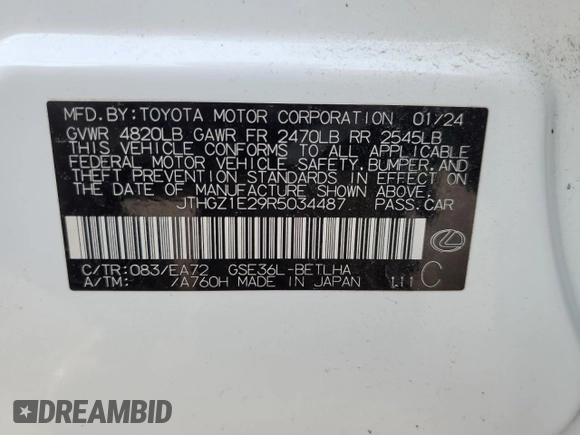 2024 Lexus IS 350 F Sport with VIN JTHGZ1E29R5034487, listed as a Copart auction lot 87899355 with 12,895 mi miles and Salvage title. Bid and sale history available at DreamBid. Image 14.