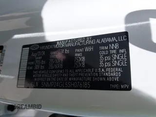 2025 Hyundai Santa Fe SEL z VIN 5NMP24GL5SH076185, wystawiony jako IAAI lot #42255534 z przebiegiem 5 521 mil mil oraz . Historia ofert i sprzedaży dostępna na DreamBid. Obrazek 9.