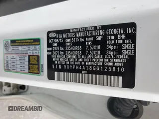 2016 Kia Sorento EX with VIN 5XYPH4A18GG125810, listed as a Copart auction lot 49037535 with 161,383 mi miles and Salvage Title. Bid and sale history available at DreamBid. Image 15.