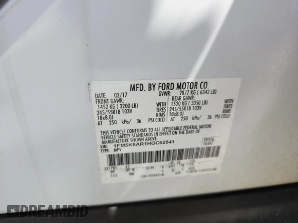 2017 Ford Police Interceptor Utility z VIN 1FM5K8AR1HGC62541, wystawiony jako Copart lot #63190445 z przebiegiem 113 007 mil mil oraz Czysty tytuł • Clean title. Historia ofert i sprzedaży dostępna na DreamBid. Obrazek 13.