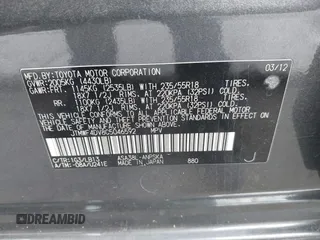 2012 Toyota RAV4 Sport with VIN JTMWF4DV8C5046592, listed as a IAAI auction lot 42207047 with 107,210 mi miles and . Bid and sale history available at DreamBid. Image 9.