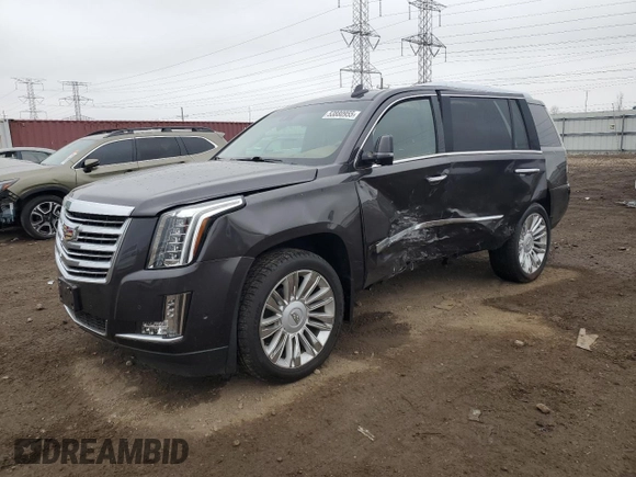 2017 Cadillac Escalade Platinum z VIN 1GYS4DKJ5HR186324, wystawiony jako Copart lot #53880955 z przebiegiem 97 166 mil mil oraz Szkoda całkowita • Salvage title. Historia ofert i sprzedaży dostępna na DreamBid. Obrazek 1.