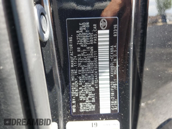 2025 Toyota Camry LE z VIN 4T1DAACK1SU566211, wystawiony jako Copart lot #60245455 z przebiegiem 9 223 mil mil oraz Czysty tytuł • Clean title. Historia ofert i sprzedaży dostępna na DreamBid. Obrazek 13.