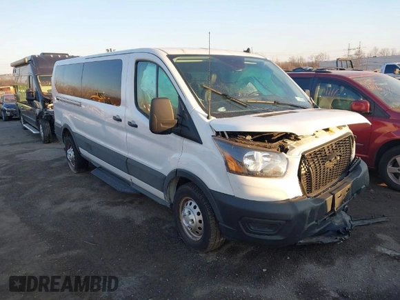 2023 Ford Transit Passenger XL with VIN 1FBAX9Y80PKA16636, listed as a IAAI auction lot 41282212 with 8,572 mi miles and . Bid and sale history available at DreamBid. Image 1.