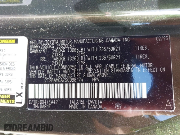 2025 Lexus RX 350 z VIN 2T2BAMCA7SC098174, wystawiony jako IAAI lot #42294965 z przebiegiem 3 845 mil mil oraz . Historia ofert i sprzedaży dostępna na DreamBid. Obrazek 9.