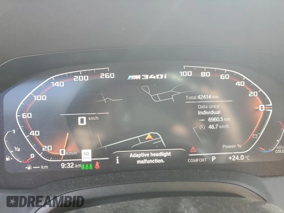 2022 BMW 3 Series M340i xDrive with VIN WBA5U9C08NFN10592, listed as a Copart auction lot 66875344 with 42,414 mi miles and Clean Title. Bid and sale history available at DreamBid. Image 9.