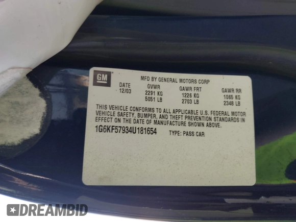 2004 Cadillac DeVille DTS z VIN 1G6KF57934U181654, wystawiony jako IAAI lot #41752298 z przebiegiem 131 861 mil mil oraz . Historia ofert i sprzedaży dostępna na DreamBid. Obrazek 9.